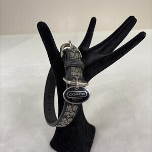 COACH Black Leather + CC Cloth Logo Dog Collar 4003 Sz Small Vintage Bnfts Chrty